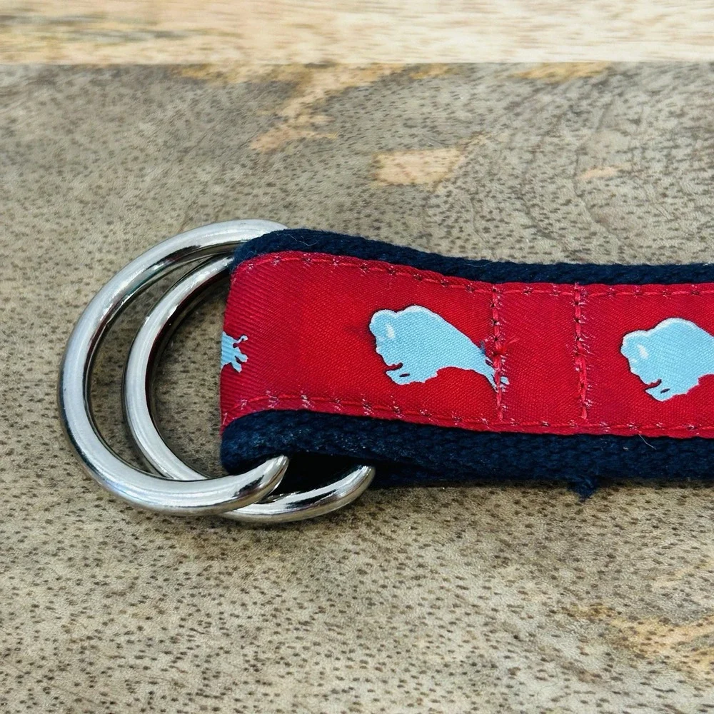 Vineyard Vines  Buffalo Navy Red D-Ring Belt Large